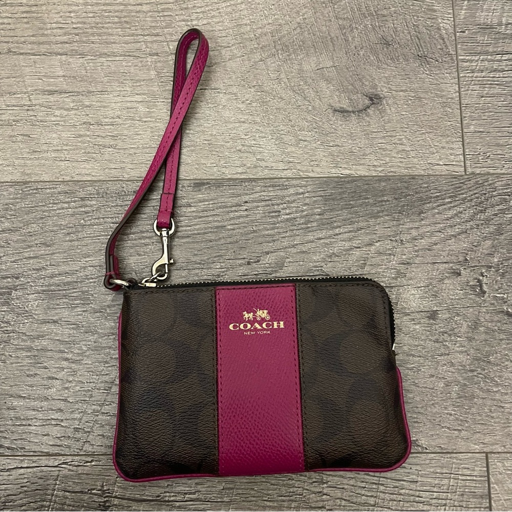 Coach Brown and Pink Wristlet